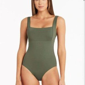 Sea Level Square Neck One-Piece Swimsuit, Size 4